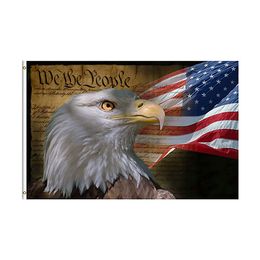 Vintage American Bald Eagle 4th of July Flag Vivid Colour UV Fade Resistant Outdoor Double Stitched Decoration Banner 90x150cm Sports Digital Print Wholesale