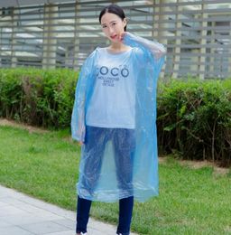 Light blue Disposable pe raincoat outdoor travel lightweight cycling one-piece unisex adult wholesale DHL