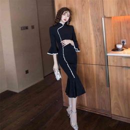 autumn winter celebrity ladies women's is thin and flounced dress 210416