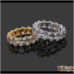 With Side Stones Love Shape Hip Hop Zircon Lovers Ring Full Of Gemstone Rings Fashion Male Jewellery Ttbru B8Eam