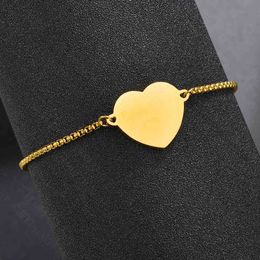 round box chain bracelet Canada - Custom Friendship Bracelet 18k gold plated stainls steel round box chain adjustable custom engraved heart bracelet