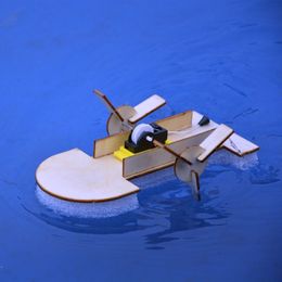 DIY two-oared steamer pull power speedboat educational technology in primary secondary schools hand-made ship model material