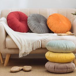 Cushion/Decorative Pillow 35 Solid Round Cushion Soft Velvet Pink Blue Colour Chair Pad Floor 45x45cm Home Decoration Sofa