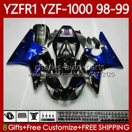Motorcycle Body For YAMAHA YZF R 1 1000 CC YZF-R1 YZF-1000 98-01 Bodywork 82No.55 YZF R1 YZFR1 98 99 00 01 1000CC YZF1000 1998 1999 2000 2001 OEM Fairings blue flames blk