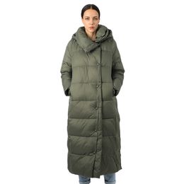 Women's Long Down Jacket Parka Outwear With Hood Quilted Coat Female Office Lady Cotton Clothes Warm Fashion Top Quality 19-079 210923
