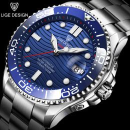 2021 Lige Top Brand Luxury Sapphire Glass Men Watches Automatic Mechanical Watch Stainless Steel Waterproof Watch Reloj Hombre Q0524