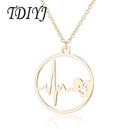 Pendant Necklaces TDIYJ Creative HeartBeat Round Necklace Love Dog With 45cm Chain For Girlfriend Wife Girl Fashion Gift