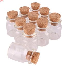 100pcs 22*30*12.5mm 5ml Mini Glass Perfume Spice Bottles Tiny Jars Vials With Cork Stopper pendant crafts wedding gifthigh qty