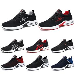 Nefes Erkekler Koşu Ayakkabıları Moda Renk Gri Siyah Kırmızı Koyu Mavi Erkek Açık Atletik Spor Sneakers Boyutu 39-44