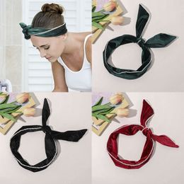 Retro Velvet Cross Rabbit Ears Hair Bands Sweet Fashion Girls Make UP Headbands Korean Style Bow Hair Hoops Hair Accessories