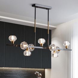 Pendant Lamps Postmodern All-copper Crystal Light Luxury Chandelier Dining Room Living Simple