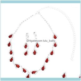 Chains Necklaces & Pendants Jewelrychains Womens Bridal Wedding Red Teardrop Pearls Crystal Rhinestone Necklace1 Drop Delivery 2021 E2Sl1