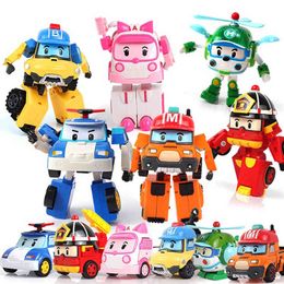 South Korean toy robot police transforming robot police amber Roy car model best gift for children's animated toys X0522