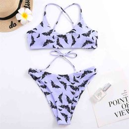 High Waist Bikini Push Up Leopard Swimsuit Women Brazilian Set Swimwear Bat Sexy Bathing Suit Wome 210722