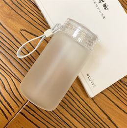 Sublimation Frosted Glass Water Bottle 400ml Drinkware Thermal Transfer Drinking Cup Heat Printing White BlankCoffee Cups with Handle A02