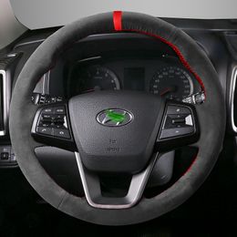 For Hyundai ix35 ix25 ELANTRA ELANTRA CELESTA Verna MISTRA TUCSON DIY custom leather suede car steering wheel cover