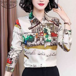 Blusas Mujer De Moda Vintage Chiffon Blouse Women Floral Square Collar Plus Size Tops 3XL Ladies Korean 8111 50 210506