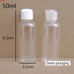 100pcs 50ml Transparent Flip top cap plastic bottle Small Empty Bottle travel shampoo packaging PET bottlesgoods