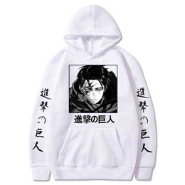 Attack on Titan Anime Hoodies Levi Ackerman Spring Hooded Sweatshirts Men Women Streetwear Loose Pullovers Unisex Harajuku Cloth Y211122