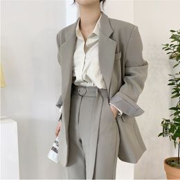 All Match Fashion Brief Women Summer Office Ladies Streetwear Vintage OL Loose Chic Simple Full Sleeves Blazer 210421