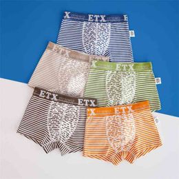 2-18 Years Boxers for Teen Boys Cotton Striped Panties Toddler Baby Breathable Shorts Underwear ETC ABC Children Clothes 5pcs 210622