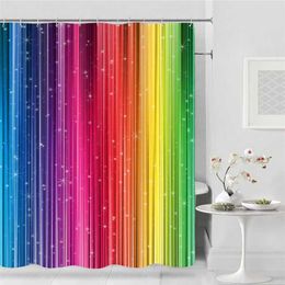 Modern Rainbow Stripes Shower Curtain Decor Waterproof Polyester Eco-Friendly Shower Curtains Bathroom decoration Douchegordijn 211116