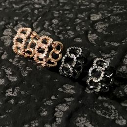 Sterling Silver Interlocking Earrings Female Lock Chain Ring Buckle Fashion Simple Bohemian Classic Style Stud