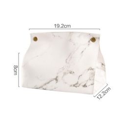 Storage Bags Tissue Box Container Leather Modernised Marble Pattern Towel Napkin Paper Holder Table Decoration For Home Car JY