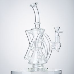 5mm thick glass Canada - 7 Tubes Klein Showerhead Perc Glass Bongs Hookahs 5mm Thick Cyclone Dab Rig Clear Bong Smoking Pipe Spinning Water Pipes Recycler Hookah With Bowl Oil Rigs Wholesale