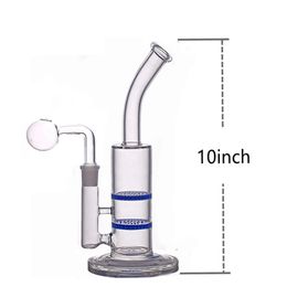 1pcs Glass Bong Honeycomb Perc Smoking Water Pipe Bubbler 2 Layer Philtre Percolator Recycler Hookah Shisha with Bige Size Oil Burner Pipes