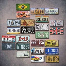 metal number plates NZ - Club Wall Garage USA Vintage Metal Painting Sign Plate Tin Bar Signs Route 66 Car Number License Plaque Home Decor Wall Decor H1110