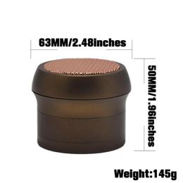The diameter of the cigarette grinder is 63mm, four layer Aluminium grinder, drum type cigarette grinder