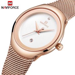 NAVIFORCE Watch Women Fashion Dress Quartz Watches Lady Stainless Steel Waterproof Wristwatch Simple Girl Clock Relogio Feminino 210616