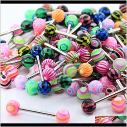 Bell Colourful Round Barbell Coating Navel Nail Acrylic Tongue Nails Belly Button Rings Body Piercing Jewellery Unisex Puncture Zuyzk Xg7Hl