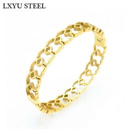 Beautiful Bear Women Bangles Stainless Steel Bracelets Bangles Golden Fashion Jewellery Gifts Q0717