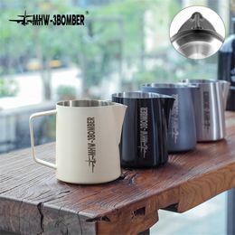 Crocodile Mouth Coffee Milk Jug 400/500/600/700ml Stainless Steel Frothing Pitcher Pull Flower Cup Milk Frother Mug Espresso Cup