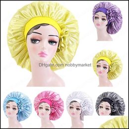 Beanie/Skl Caps Hats & Hats, Scarves Gloves Fashion Aessories Satin Big Flower Women Slee Hat Night Sleep Cap Hair Care Bonnet Nightcap Bean
