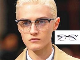 2022 High Quality square Acetate Alloy Temple Glasses frames for Men Women TB711 eyeglasses Optical Glasses reading eyewear Oculos clear anti blue lens uv400