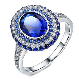 blue sapphire wedding band ring Australia - Drop Shipping Infinity Brand New Luxury Jewelr18k white gold fill Oval Cut Blue Sapphire CZ Diamond Women Wedding Band Ring for Lover Gift
