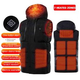 PARATAGO Winter Heating Vest Men Women Warm Heated Smart Jacket Graphene Heat Thermal Clothing Hoodied Plus Size M-7XL P8178 210923