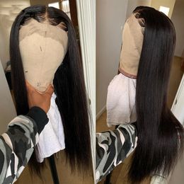 Peruvian Human Virgin Hair 13X6 Lace Frontal Wig Straight Natural Color 12-32inch Free Part Wigs