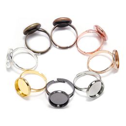 Adjustable Blank Ring Base Fit Dia 10mm Stone Glass Cabochons Cameo Settings Tray Diy Jewelry Making Ring