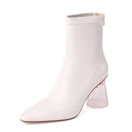 New Women High Heel Boots Crystal High Fashion Sexy Ankle Boots Ladies Party Short Boots Women Footwear Size 34-39