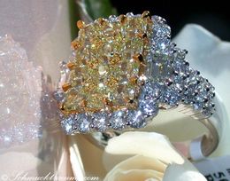 Wedding Rings Yellow Diamonds Ring Crystal Mosaic Zircon Female Full Micro Drill With An Engagement Big Jewelry Cubic India Gold