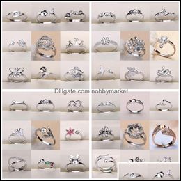 Jewelry Settings Diy 925 Sier Pearl Ring Sliver Plated Rings 35 Styles Adjustable Size Christmas Gift Drop Delivery 2021 Pkmle