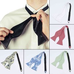 Adjustable Bowties Self Bow Tie Handmade Solid Colour Floral Cotton Bowtie Men Classic Business Wedding Party Ties Bowknot Gift