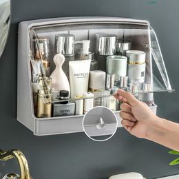 Storage Boxes & Bins Wall-mounted Makeup Box Bathroom Large Capacity Dust-proof Cosmetic Holder Spice Rack Skin Care Beauty Shelf
