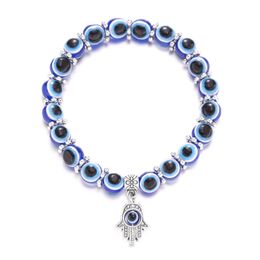 Handmade Blue Turkey Evil Eye Beads Antique Silver Plated Animal Charm Bracelets for Men and Women