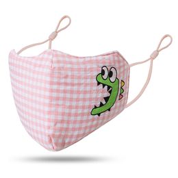 2021 Children face-masks anti-dust breathable washable cotton cloth masks three-dimensional Colour grid