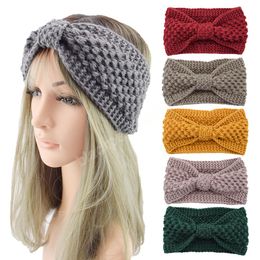 Knitted Bow Women Headband Winter Ear Warmer Soft Elastic Head Wrap Handmade Warm Turban Hairband For Lady Hair Accessories